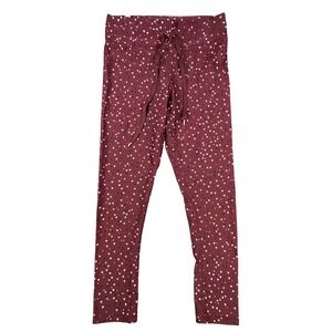 The Upside Womens Burgundy Heart Print Leggings Activewear Pants Size US 8